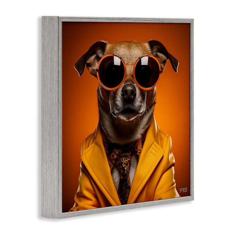 «Trendy Dog Yellow», estampe numérique par Roozbeh Bahramali, Estampe numérique Farmhouse, H 24 po x l 24 po