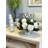 Hydrangeas and Magnolia Leaves Arranged in Decorative Vase