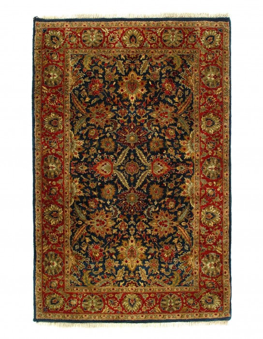 Tapis rectangulaire en laine de couleur bleu marine Barrucco