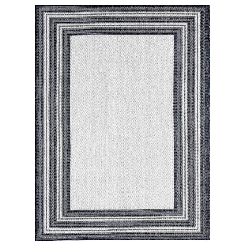 Tapis intérieur / extérieur gris / noir Nicole, Rectangle 5 pi 2 po x 7 pi 2 po