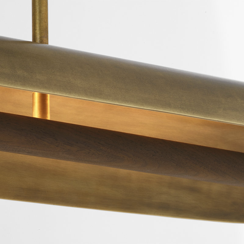 Anne-Marie Barton Remi 60" Linear Pendant, Mottled Brass and Warm Walnut