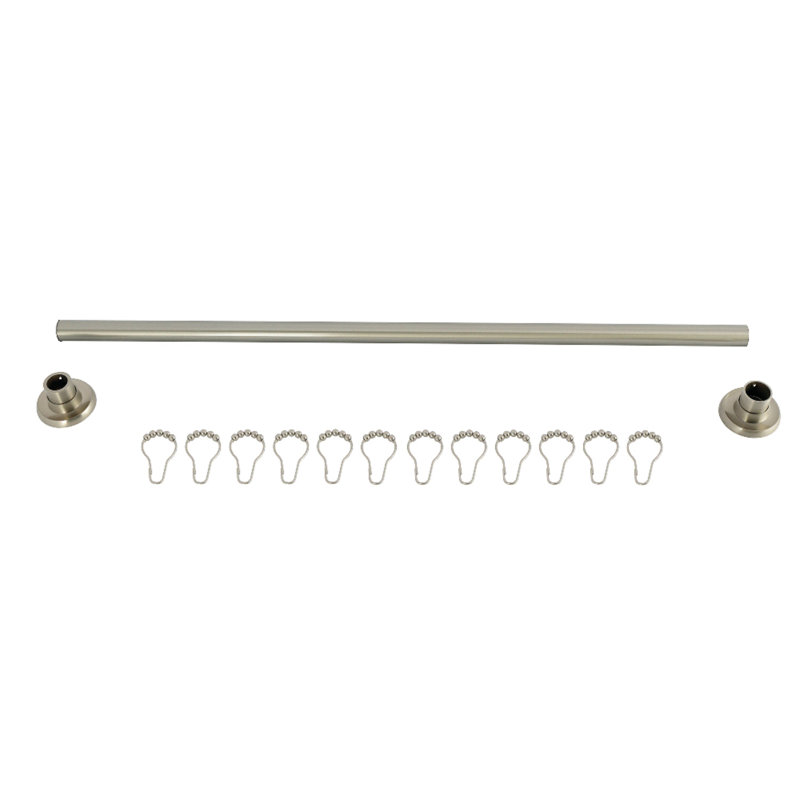 Kingston Brass Edenscape 36-Inch To 60-Inch Adjustable Shower Curtain Rod With Rings, Brushed Nickel