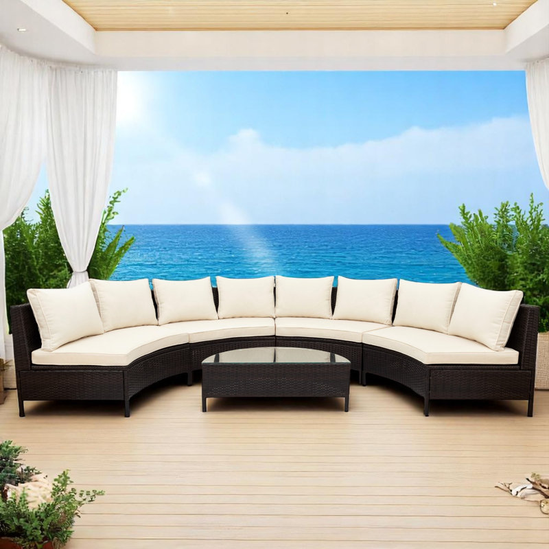 Nooriyah Curved Outdoor Conversation Set, Beige