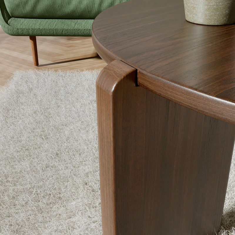 Solid Wood Round Coffee Table, Brown