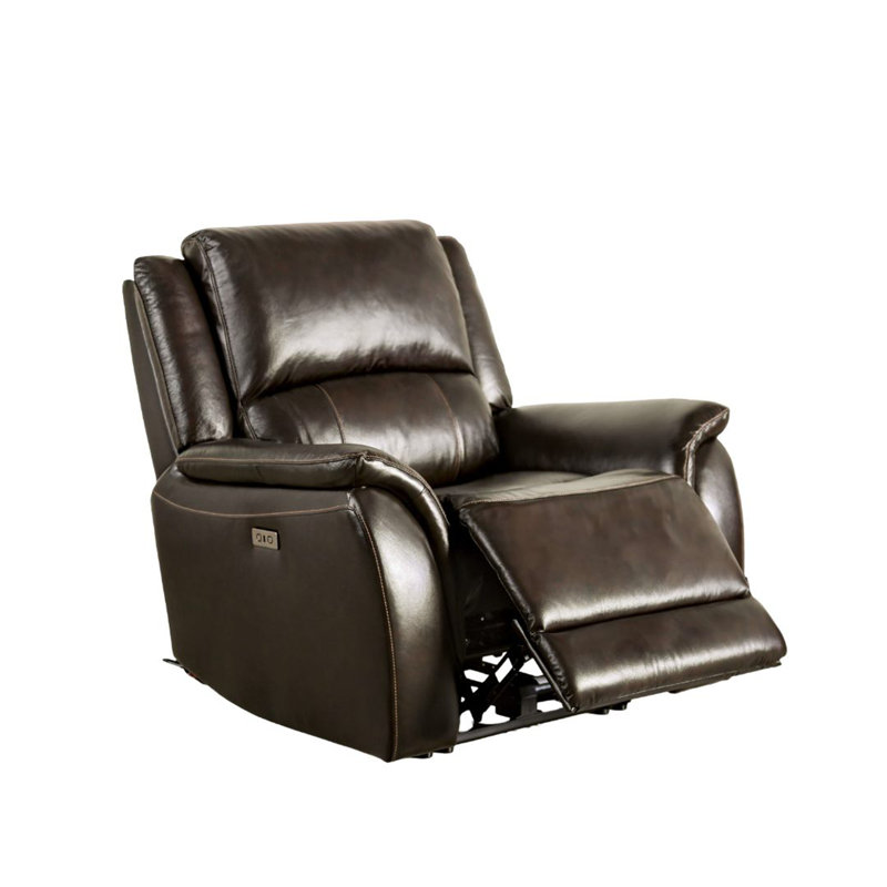 Fauteuil inclinable électrique entièrement rembourré de style transitionnel 1pc, Espresso