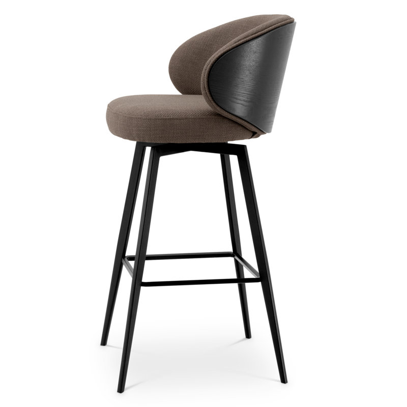Camerota Swivel Upholstered Bar Stool with Metal Frame, Scalea Gray, Bar Stool (30.71" Seat Height)