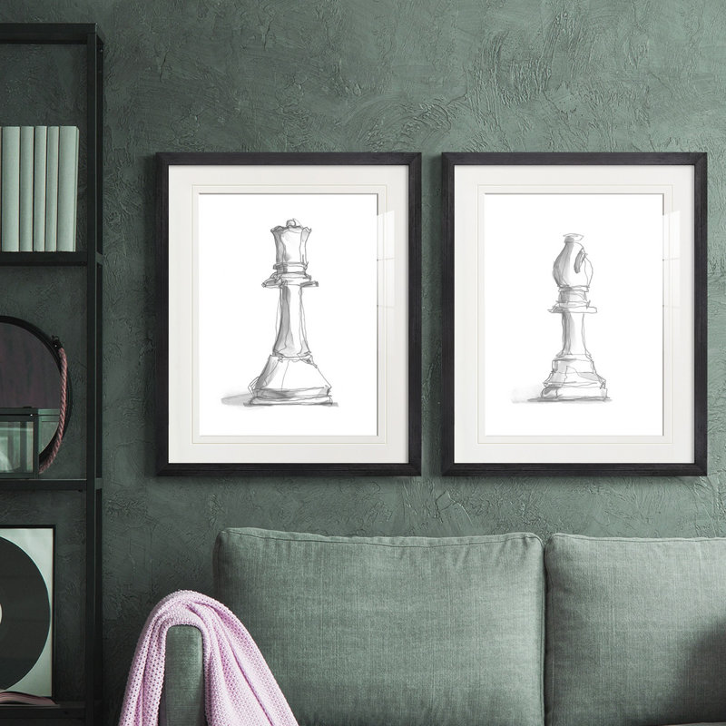 Chess Room Study III, reproduction encadrée de qualité supérieure - prête à être accrochée