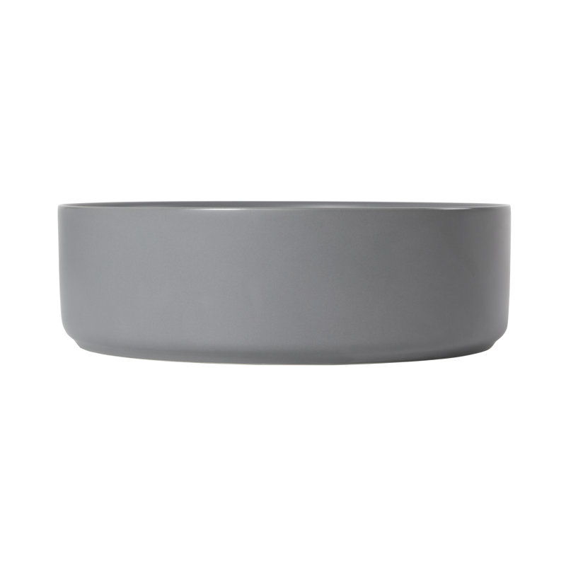16" Ceramic Circular Vessel Bathroom Sink, Matte Light Gray