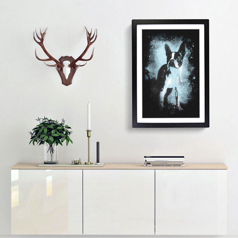 Boston Terrier Dog - Framed Print, Black Framed, 87cm H x 62cm W x 2cm D
