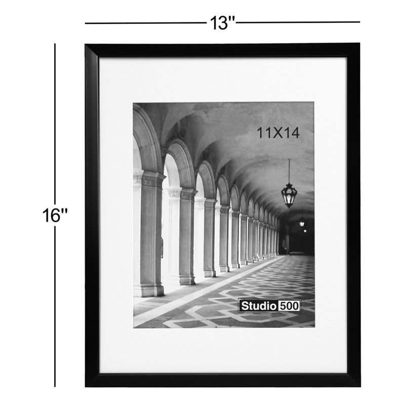 Beveled Picture Frame with Mat, Matte Black