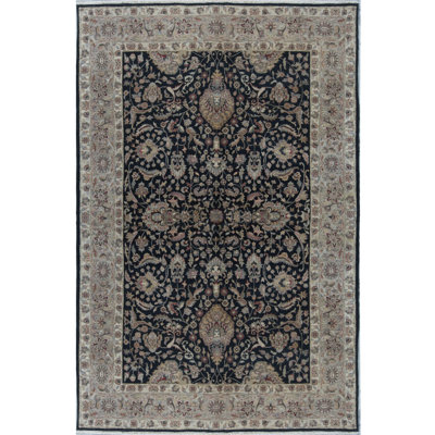 Wool Oriental Area Rug in Black/Camel