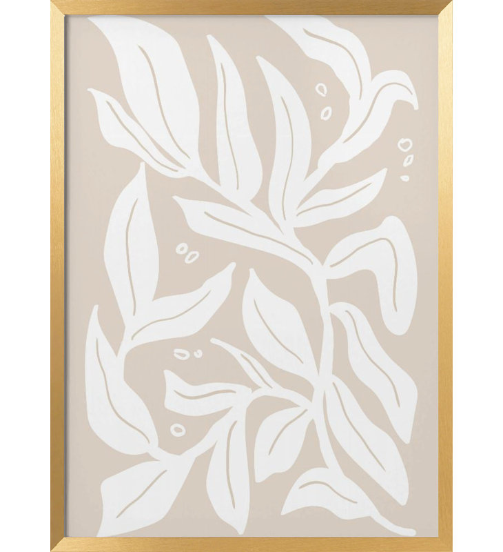 "Abstract Plants" Framed Textured Wall Art, Gold, 14" H x 10" W