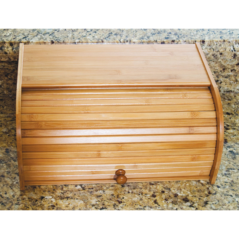 Natural Bamboo Rolltop Bread Box with Knob Handle