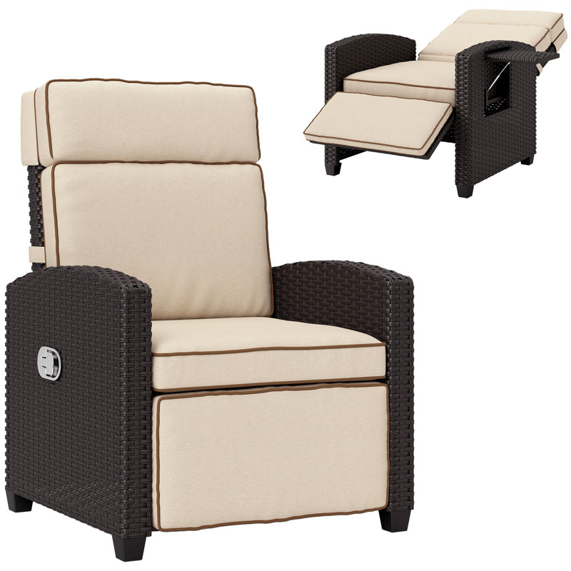 Outdoor Lounge Chair, Brown, Beige