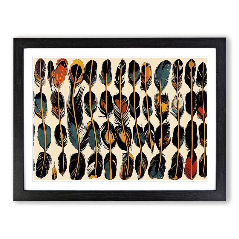 Imaginative Bird Feathers 1 Piece Single Picture Frame Wall Art, 34cm H x 46cm W x 2cm D, Black