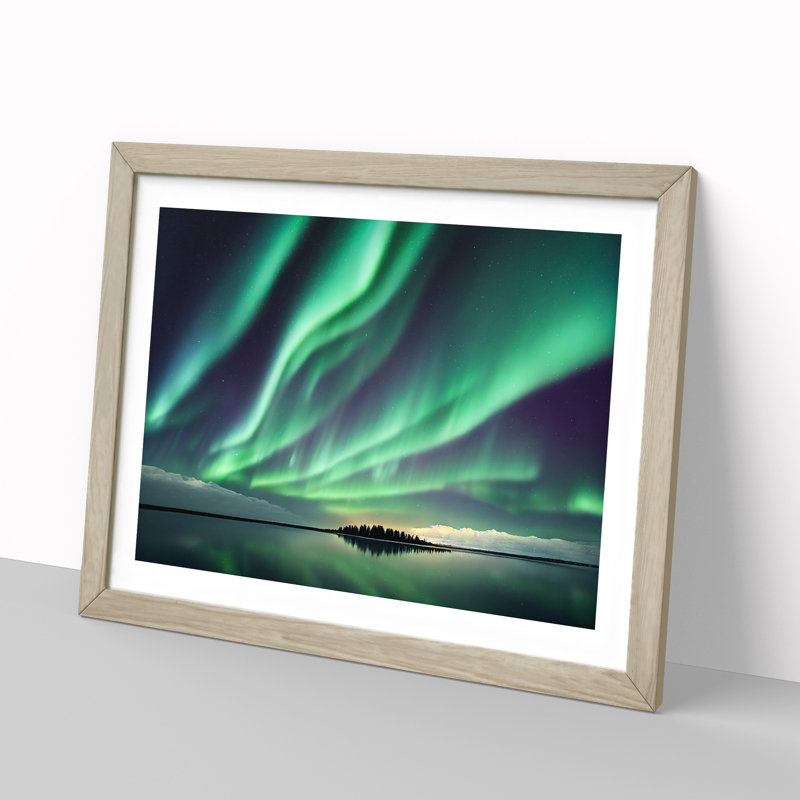 Special Aurora Borealis - Framed Print, 25cm H x 34cm W x 2cm D, Oak