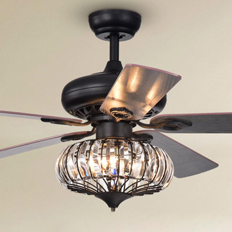 52'' Ceiling Fan with Light Kit, Matte Black, Remotes, 188 RPM