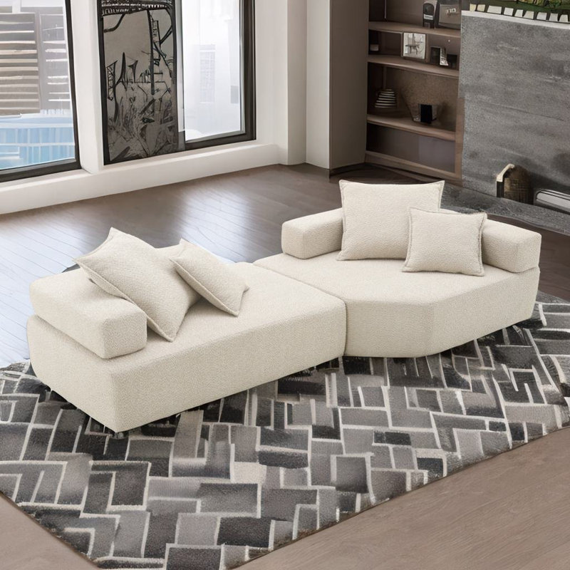 Canapé modulaire Ermajean, Tissu beige