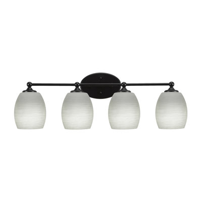 Capri 4 Light Bath Bar Shown In Matte Black Finish With 5" White Linen Glass