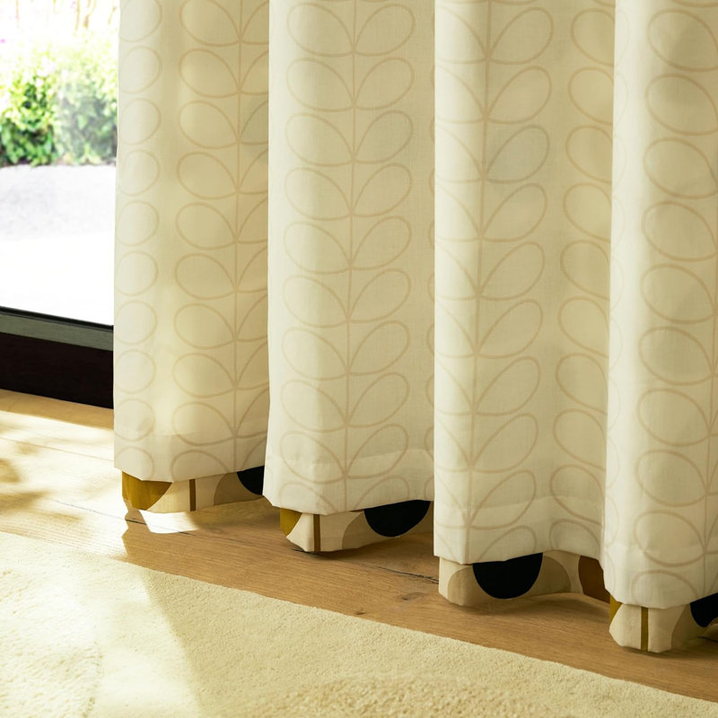 Orla Kiely Stem Bloom Antique Gold Curtains, 229cm Width x 183cm Drop