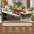 Patio Bar Table, Outdoor Aluminum PE Wicker Bar Cart With Cabinet, All Weather Use Storage Patio Cabinet For Patio Kitchen Or Bar Cart, Wood Grain