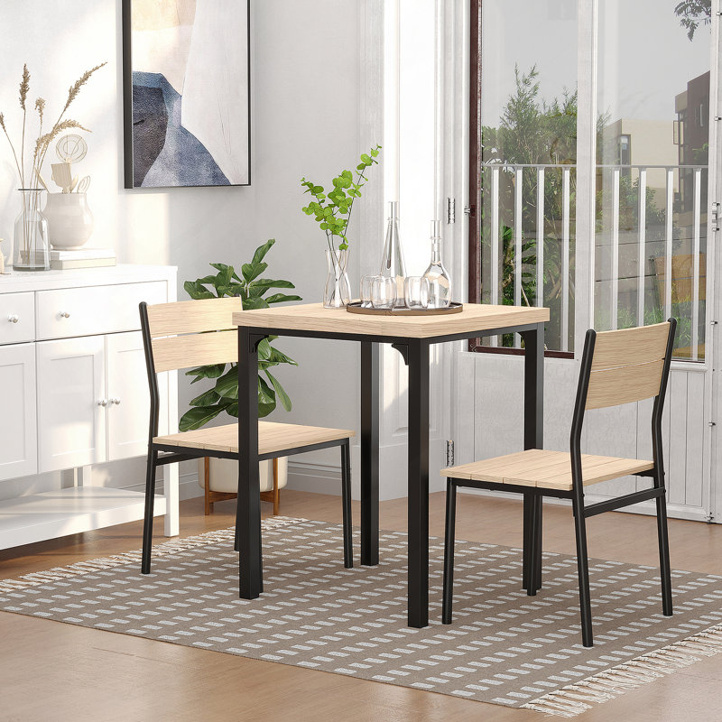 Ensemble de table de salle à manger 3 pièces pour 2 personnes, une table de cuisine moderne et des chaises
