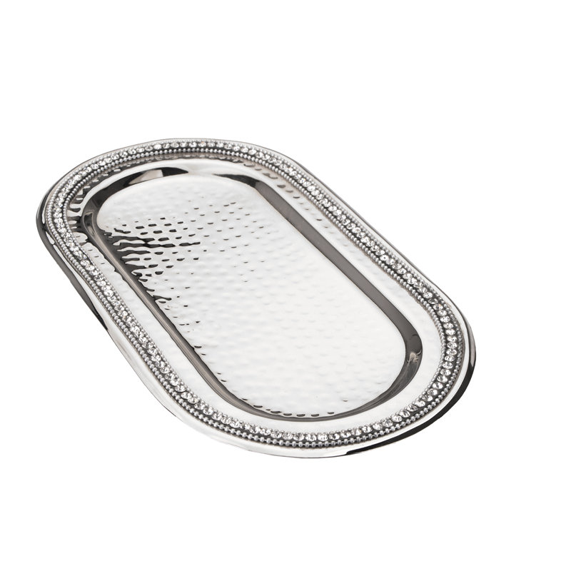 Plateau oval martelé avec pierres Fiala