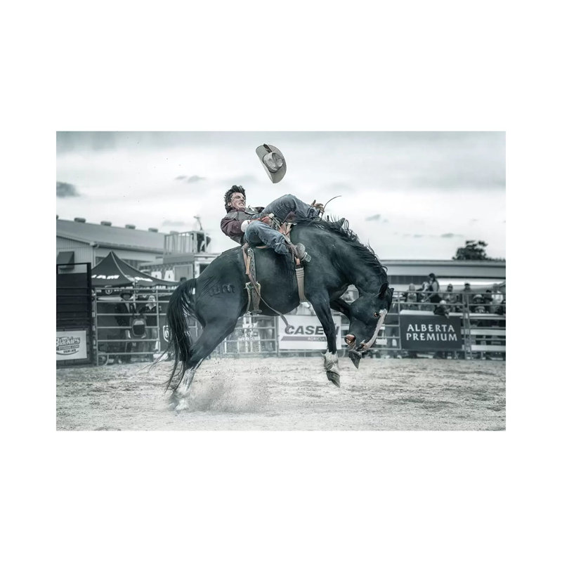 Cowboy In Action by Larry Deng - Wrapped Canvas Print, 20.32 cm H x 30.48 cm W