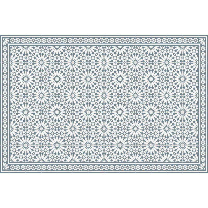 Abhirami Vinyl Machine Printed Area Rug, Rectangle 4'4.4" x 6'6.7"