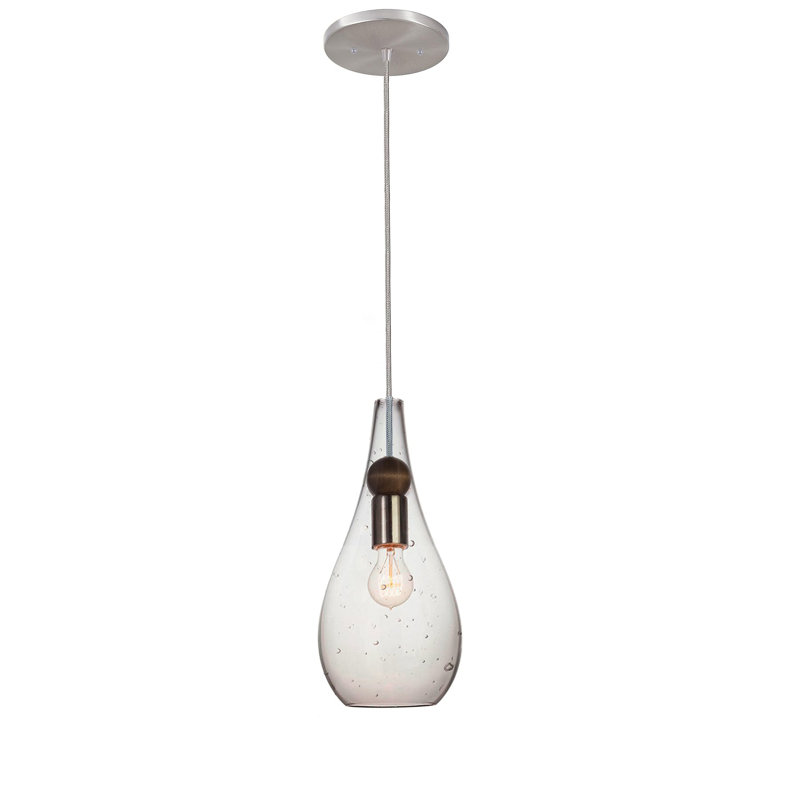 Earth 1 - Light Pendant, Clear, Brushed Nickel, 13" H x 6" W x 6" D
