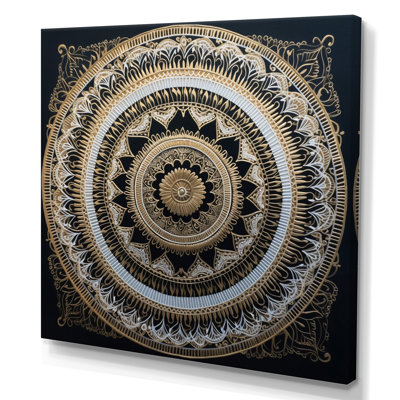 Mandala blanc et or I sur toile