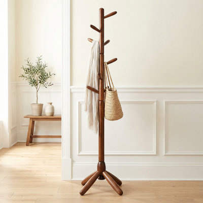 Portemanteau autoportant à 6 crochets en bois massif Demetri