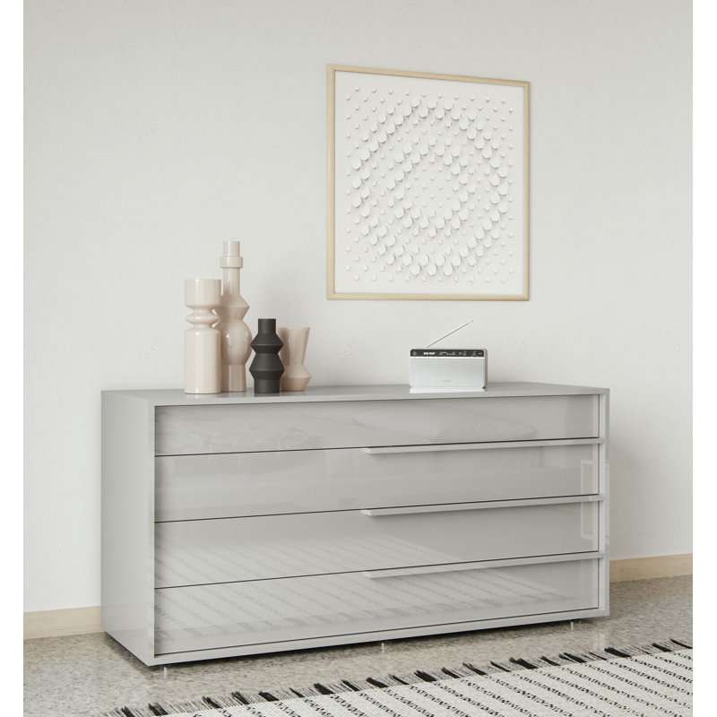 Mangotsfield 60" W 4-Drawer Soft-Close Dresser , Glossy Chateau Gray