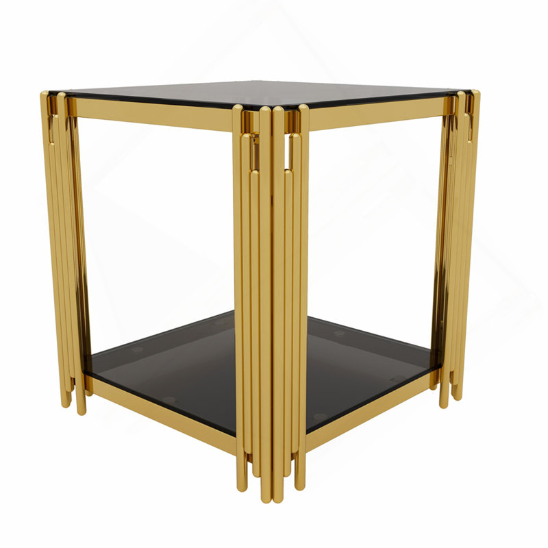 Modern Black Mirror End Table