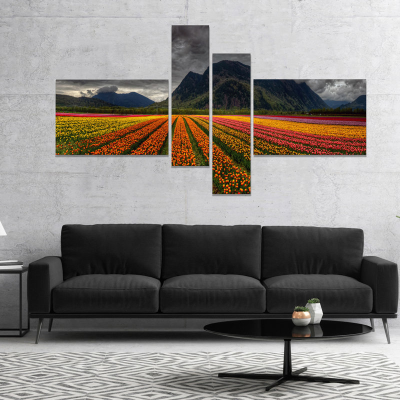 " Beautiful Coloured Tulips Panorama " 4 - Pieces