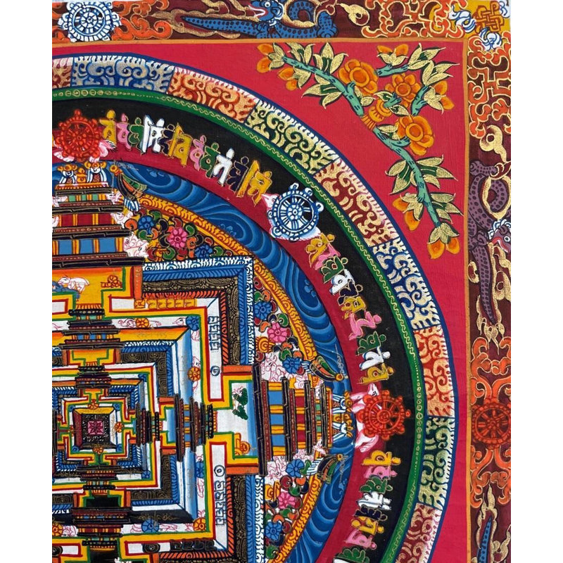 Kalachakra mandala avec bordure (Thangka sans brocart)