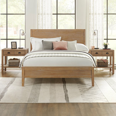 Arden Solid Wood Panel Bed - Queen, Light Driftwood