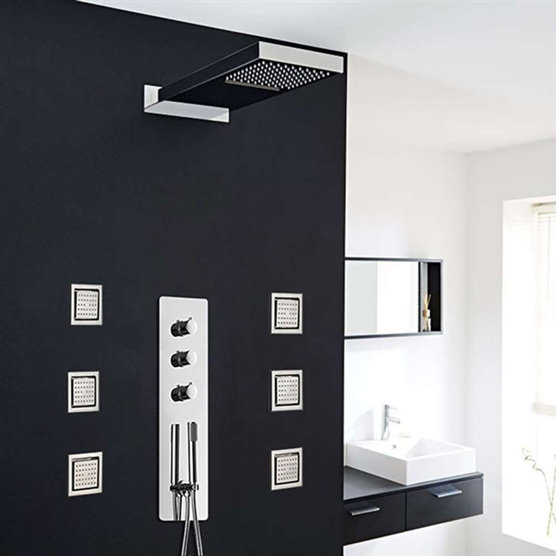 Trialo Color-Changing LED Shower Head Remote Controlled, Ceiling Mount Luxury