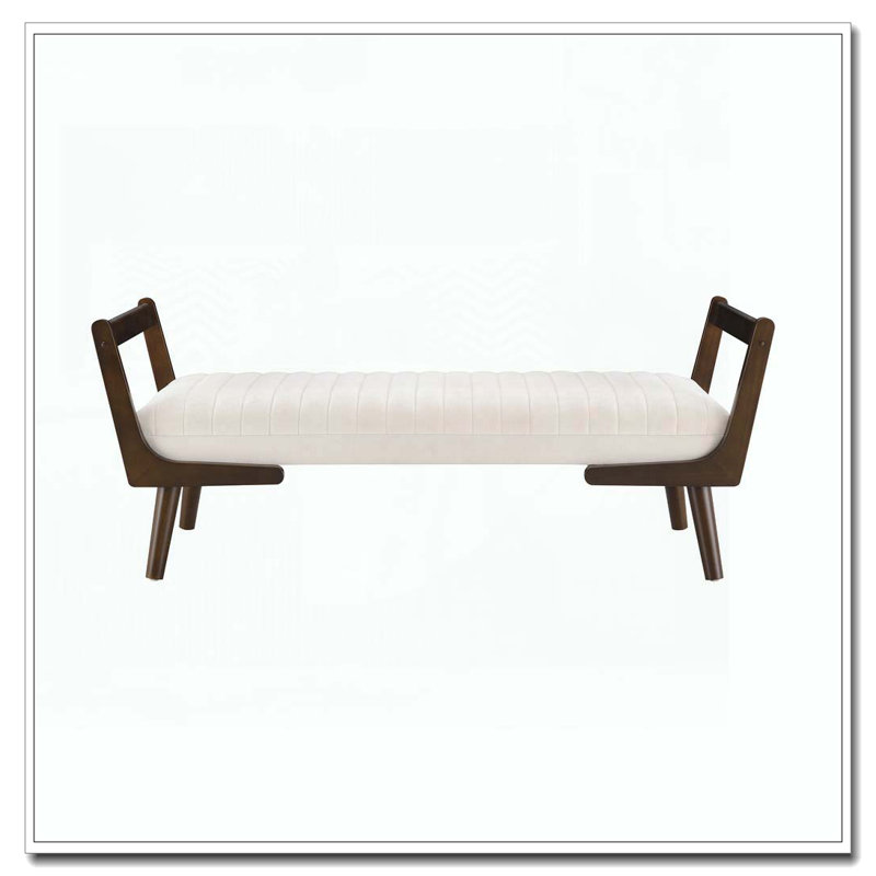 52" Upholstered Bench, Beige Chenille