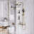 Round Rainfall Shower System, 10" Head, 3-Function Handheld, High Pressure, Anti-Limescale, Brushed Gold-125033881