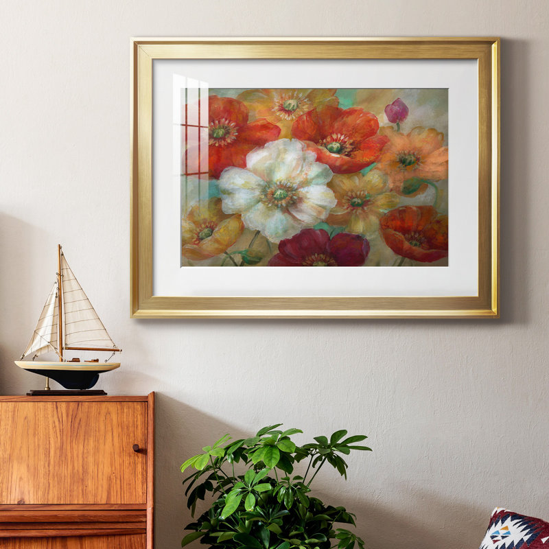 Poppycentric - Peinture encadrée, H 22,5 po x l 30,5 po x P 1,5 po, Cadre doré