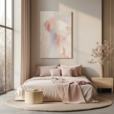 Toile tendue abstraite douce rosée et crème II
