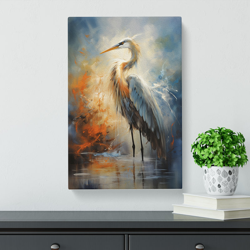 Heron Gestural - Print, 76cm H x 50cm W x 3cm D