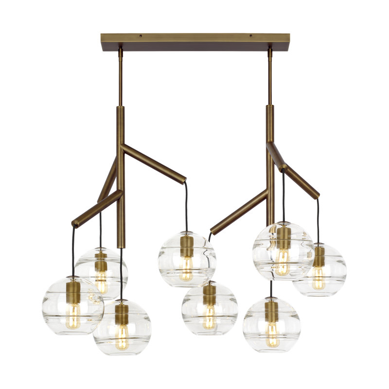 Sedona 8 - Light Chandelier, Aged Brass, Clear, Yes