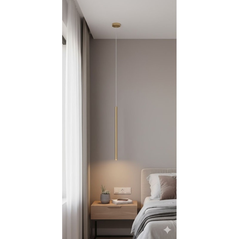Luminaire suspendu cylindrique moderne 1 lumière DEL, Or