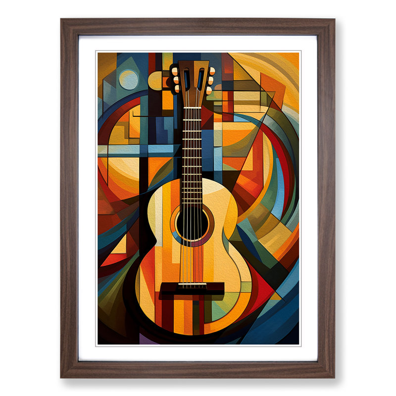 Acoustic Guitar Orphism No.2 - Framed Print, Walnut, 46cm H x 34cm W x 2cm D