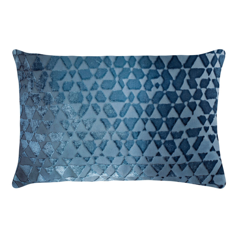Triangles Rectangle Velvet Pillow Cover & Insert, 7" x 15", Paprika