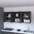 Shelton 59-Inch Two Center Glass Doors Wall Cabinet Black Wengue