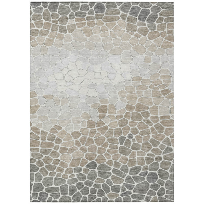 Tapis géométrique intérieur / extérieur lavable à la machine Husby ACN2190, Rectangle 5 pi x 7 pi 6 po