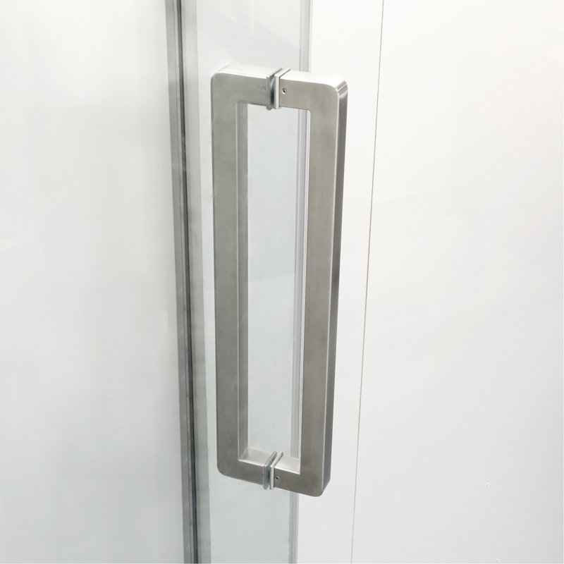 Porte de douche 34-1 / 8 "X 72" Cabine de douche semi-sans cadre à charnière, nickel brossé